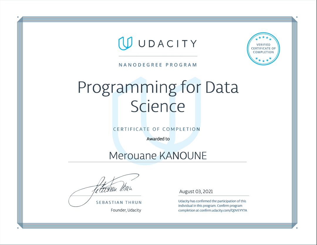 Programming for Data Science - Udacity